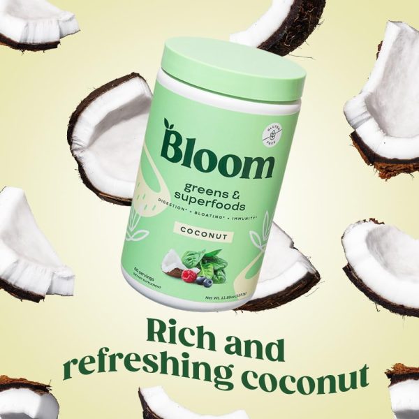 Bloom Nutrition Greens & Superfoods Powder, for Digestive Health, Coconut, 30 Servings - Image 3