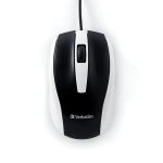 Verbatim 99740 Corded Optical Computer Mouse, Ergonomic, 3 Buttons, USB (White)