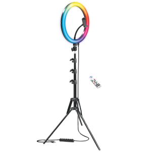 Bower WA-RLSRGB12 RGB Selfie Ring Light Studio Kit with Wireless Remote Control and Tripod (12 In.)
