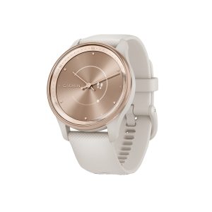 Garmin 010-02665-01 vivomove Trend Hybrid Smartwatch with Stainless Steel Bezel and Silicone Band (Peach Gold)