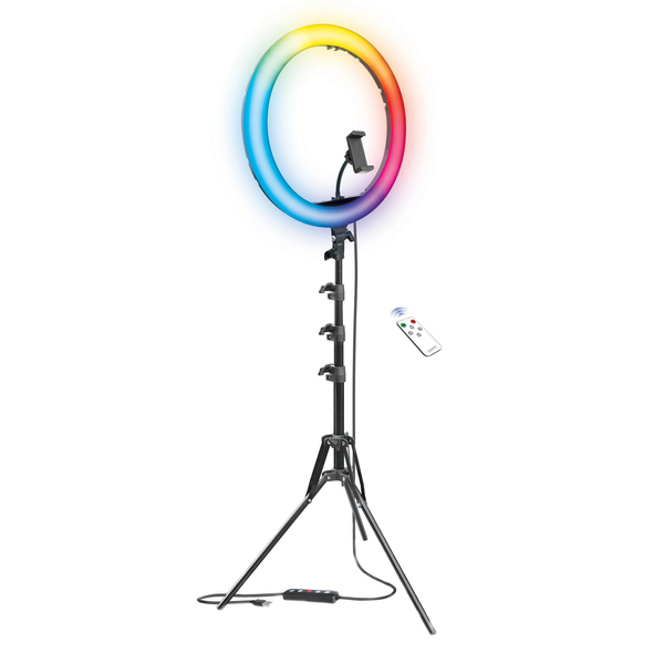 Bower WA-RLSRGB16 RGB Selfie Ring Light Studio Kit with Wireless Remote Control and Tripod (16 In.)
