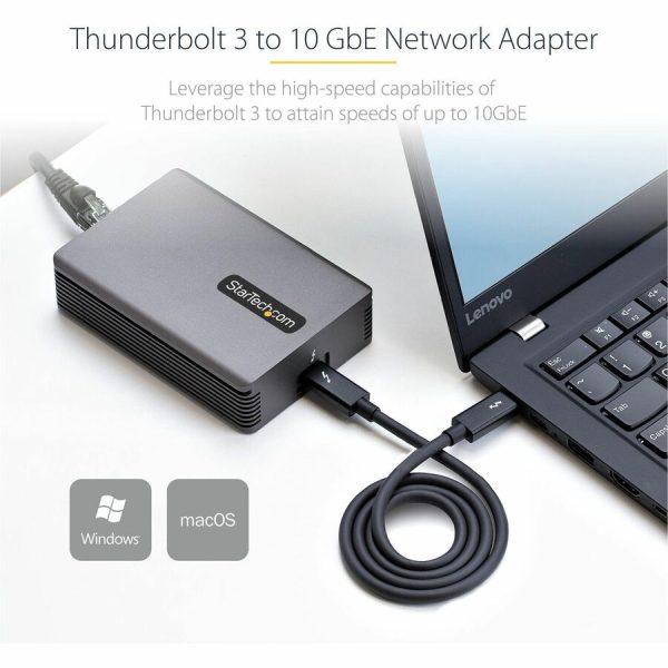 StarTech.com Thunderbolt 3 to Ethernet Adapter, 10GbE, Multi-Gigabit Thunderbolt 3 to RJ45 Network Adapter, TB3/TB4 10GbE NIC - Image 2
