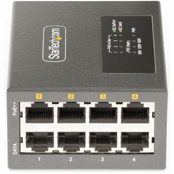 StarTech.com 4-Port Multi-Gigabit PoE++ Injector, 5/2.5/1G Ethernet (NBASE-T), PoE/PoE+/PoE++ (802.3af/802.3at/802.3bt), 160W Power Budget - Image 3