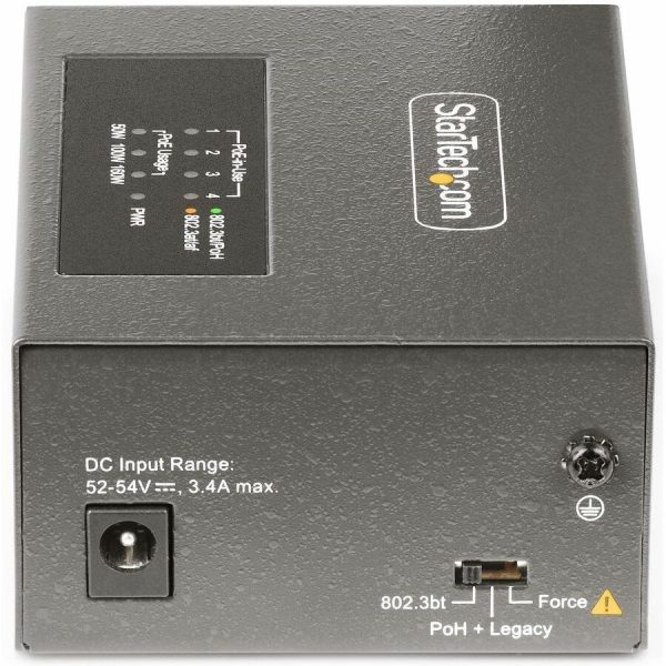 StarTech.com 4-Port Multi-Gigabit PoE++ Injector, 5/2.5/1G Ethernet (NBASE-T), PoE/PoE+/PoE++ (802.3af/802.3at/802.3bt), 160W Power Budget - Image 4