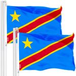 G128 2 Pack: DR Congo Congolese Flag | 3x5 Ft | Printed 150D Polyester - Indoor/Outdoor, Vibrant Colors, Brass Grommets, Quality Polyester, Much Thicker More Durable Than 100D 75D Polyester