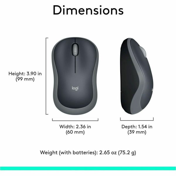 Logitech M185 Wireless Mouse, 2.4GHz with USB Mini Receiver, 1000 DPI Optical Tracking, Swift Grey - Image 9