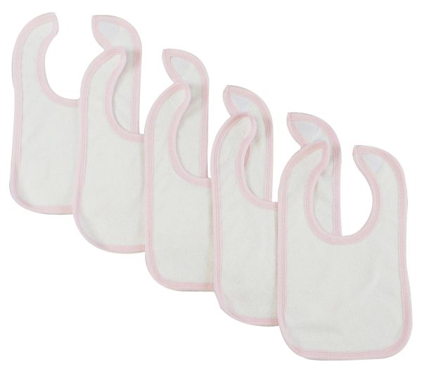 White Bib With Pink Trim (pack Of 5) 1024-w-p-5