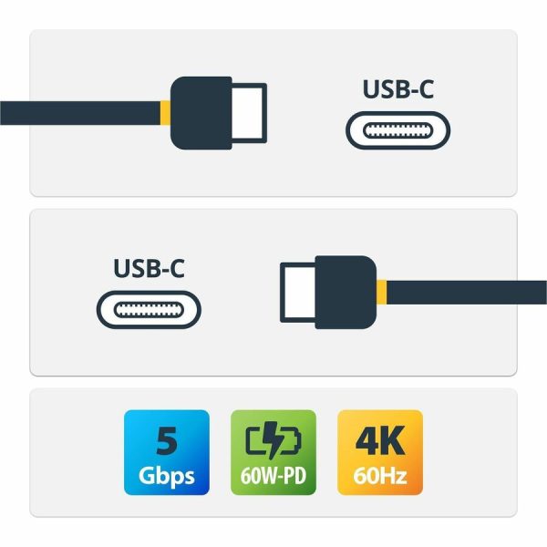 StarTech.com 2m 6 ft USB C Cable with Power Delivery (3A) - M/M - USB 3.0 - USB-IF Certified - USB 3.0 Type C Cable - USB 3.2 Gen 1(5Gbps) - Image 2