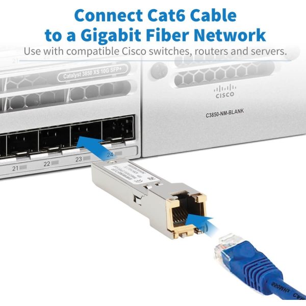 Eaton Tripp Lite Series Cisco-Compatible GLC-TE SFP Transceiver - 10/100/1000Base-TX, Copper, RJ45, Cat6, 328.08 ft. (100 m) - Image 3