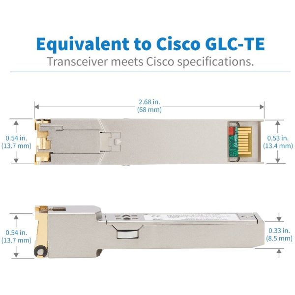 Eaton Tripp Lite Series Cisco-Compatible GLC-TE SFP Transceiver - 10/100/1000Base-TX, Copper, RJ45, Cat6, 328.08 ft. (100 m) - Image 7