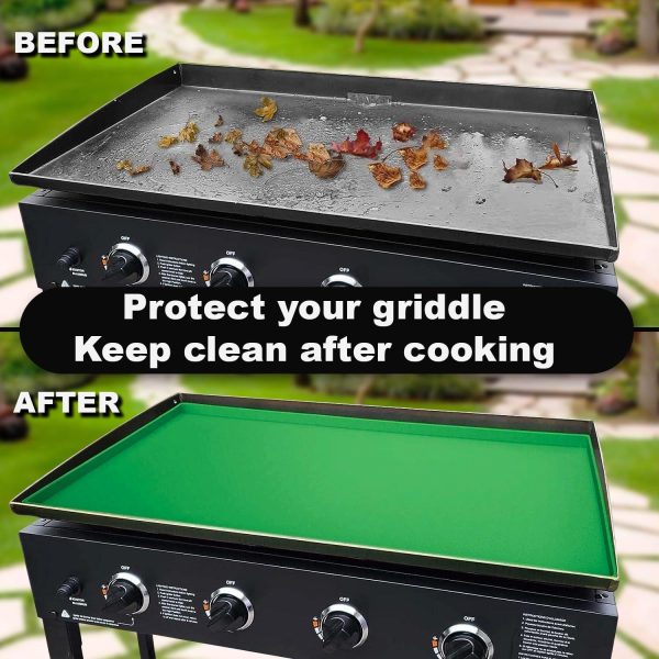 Silicone Griddle Mat | Food Grade Silicone Grill Mat | Protect the Top Surface from Insects by Magnetic | Blackstone 22” Silicone Griddle Cover in Green Color with Silicone Utensil Rest - Image 5