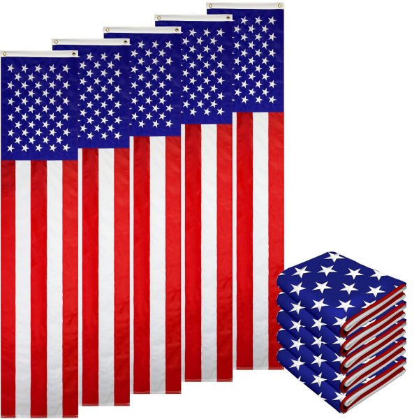 G128 5-Pack: American USA Pull Down Bunting Flag | 1.67x8 Ft | Embroidered Polyester
