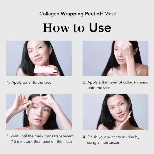 Collagen Wrapping Mask Elasticity Improving Hydrating Firming   Hydrolyzed Collagen & Peptides Glass Skin Peel Off Mask Korean Skincare for Face(2.5 fl.oz) - Image 8