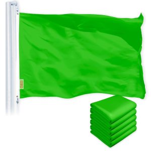 G128 5 Pack: Solid Lime Green Color Flag | 2.5x4 Ft | LiteWeave Pro Series Printed 150D Polyester | Indoor/Outdoor, Vibrant Colors, Brass Grommets, Thicker and More Durable Than 100D 75D Polyester