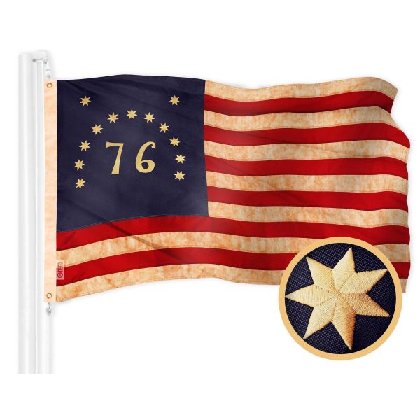 G128 Combo Pack: American USA Tea-Stained Flag 1x1.5 Ft & Bennington 76 Tea-Stained Flag 1x1.5 Ft | Both ToughWeave Pro Series Embroidered 420D Polyester, Embroidered Design, Brass Grommets - Image 2