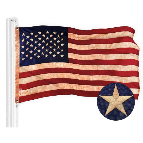 G128 Combo Pack: American USA Tea-Stained Flag 1x1.5 Ft & Bennington 76 Tea-Stained Flag 1x1.5 Ft | Both ToughWeave Pro Series Embroidered 420D Polyester, Embroidered Design, Brass Grommets - Image 6