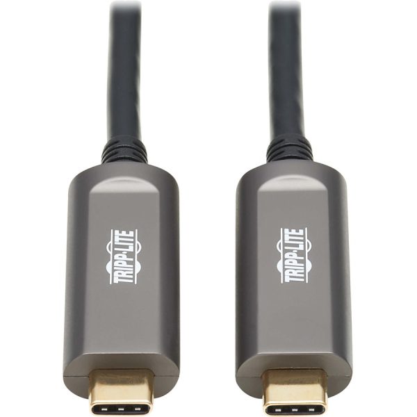 Eaton Tripp Lite Series USB-C AOC Cable (M/M) - USB 3.2 Gen 2 (10 Gbps) Plenum-Rated Fiber Active Optical Cable - Data Only, Black, 20 m (66 ft.) - Image 2