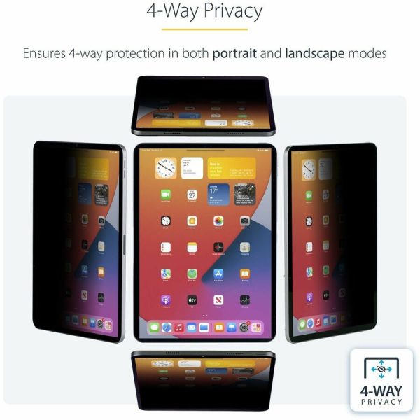 StarTech.com 4-Way Privacy Screen For 12.9-inch iPad Pro, 3rd Gen and Up, Portrait/Landscape, Touch-Enabled, +/- 30 Deg. View, Anti-Glare - Image 3