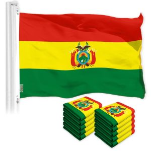 G128 10 Pack: Bolivia Flag | 3x5 Ft | LiteWeave Pro Series Printed 150D Polyester | Country Flag, Indoor/Outdoor, Vibrant Colors, Brass Grommets, Thicker and More Durable Than 100D 75D Polyester