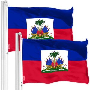 G128 2 Pack: Haiti Haitian Flag | 3x5 Ft | LiteWeave Pro Series Printed 150D Polyester | Country Flag, Indoor/Outdoor, Vibrant Colors, Brass Grommets, Thicker and More Durable Than 100D 75D Polyester