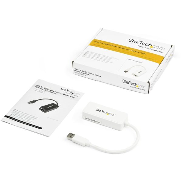StarTech.com USB 3.0 to Gigabit Ethernet Adapter NIC w/ USB Port - White - Image 5
