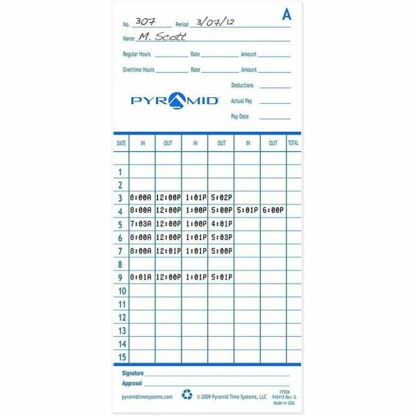 Pyramid Time Systems Time Card - Image 7