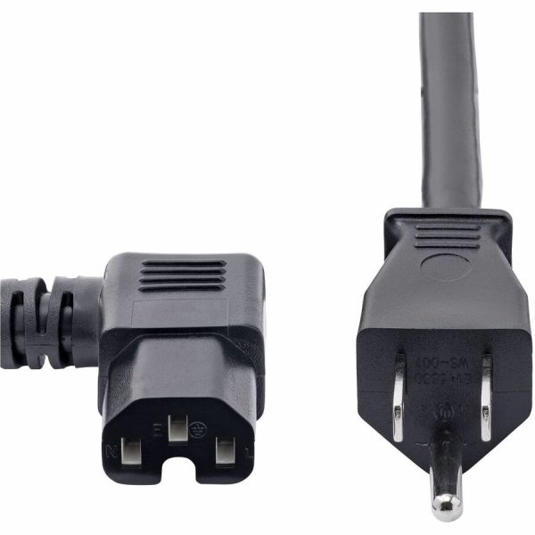 StarTech.com 8ft (2.4m) Heavy Duty Power Cord, NEMA 5-15P to Right Angle C15, 15A 125V, 14AWG, AC Power Cable, UL Listed - Image 4