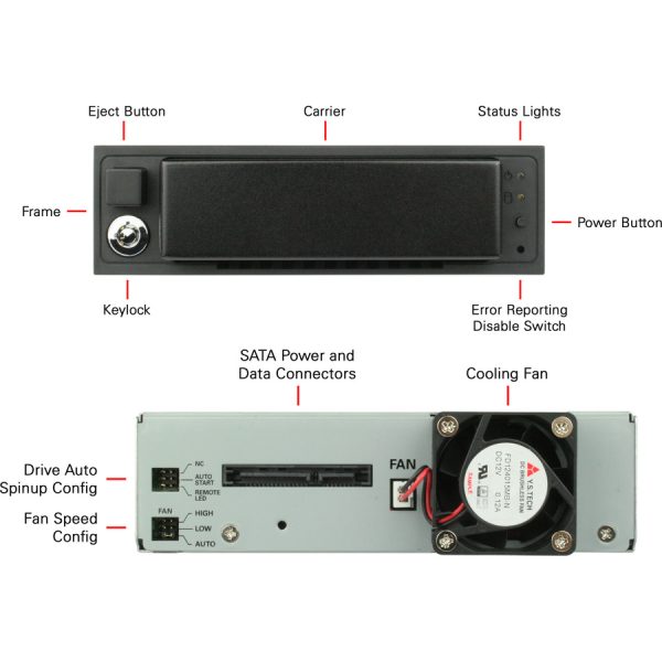 CRU Data Express DX175 Drive Bay Adapter for 5.25" - 6Gb/s SAS, Serial ATA/600 Host Interface - Black - Image 2