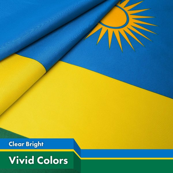 G128 10 Pack: Rwanda Rwandan Flag | 3x5 Ft | LiteWeave Pro Series Printed 150D Polyester |Country Flag, Indoor/Outdoor, Vibrant Colors, Brass Grommets, Thicker and More Durable Than 100D 75D Polyester - Image 3