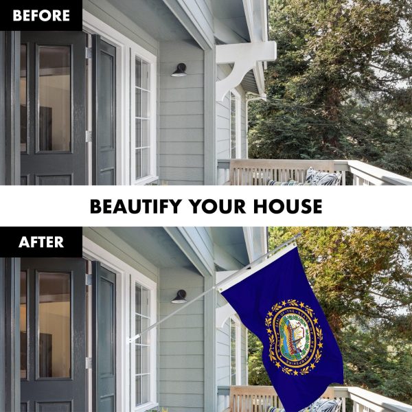 G128 Combo Pack: 6 Ft Tangle Free Spinning Flagpole (Silver) & New Hampshire Flag 3x5 Ft Printed 150D Polyester, Brass Grommets (Flag Included) Aluminum Flag Pole - Image 3