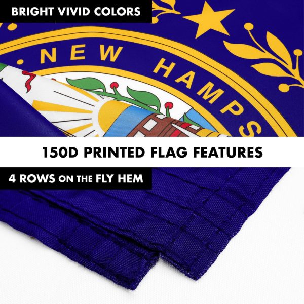 G128 Combo Pack: 6 Ft Tangle Free Spinning Flagpole (Silver) & New Hampshire Flag 3x5 Ft Printed 150D Polyester, Brass Grommets (Flag Included) Aluminum Flag Pole - Image 5