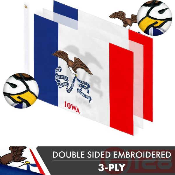 Iowa IA State Flag 3x5 Ft 10-Pack Double-sided Embroidered Polyester By G128 - Image 2