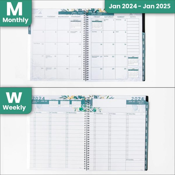 2024 Appointment Book & Planner    8.5 x 11 inches Large Tabbed Daily Hourly Weekly Planner Calendar and Schedule Book 15 Minute time Slots Business and Personal Planner Jan 2024   Jan 2025 (Floral) - Image 2