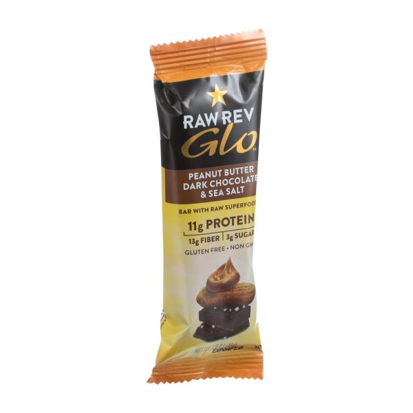 Raw Revolution Glo Bar - Peanut Butter Dark Chocolate and Sea Salt - 1.6 oz - Case of 12 - Image 2