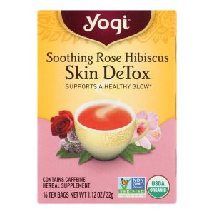 Yogi Tea - Organic - Soothing Rose Hibiscus Skin Detox - Case of 6 - 16 BAG