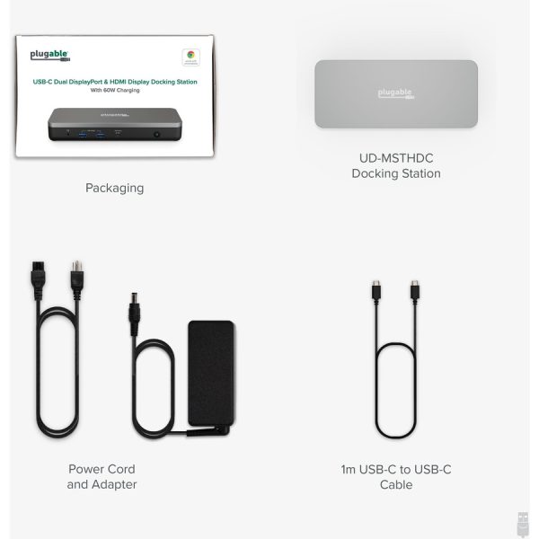 Plugable Dual 4K USB-C Chromebook Docking Station, Google Certified Chromebook Compatible, 60W Driverless Charging Dock - Image 8