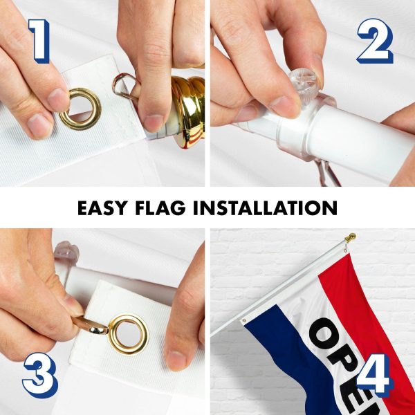 G128 - 6 Feet Tangle Free Spinning Flagpole (White) Open Brass Grommets Printed 3x5 ft (Flag Included) Aluminum Flag Pole - Image 7