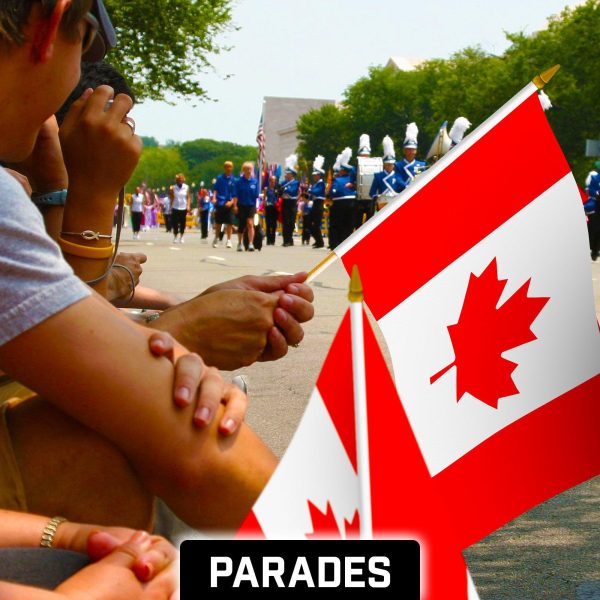 G128 12 Pack Handheld Canada Canadian Stick Flags | 12x18 In | Printed 150D Polyester, Country Flag, Solid Wooden Stick, Spear Gold Tip - Image 5
