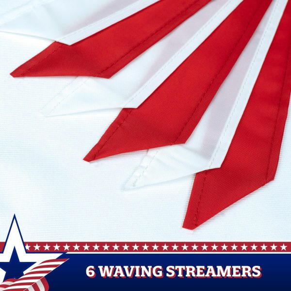 G128 5-Pack: American USA Windsock | 60 Inch | Embroidered 210D Polyester, Patriotic Hanging Decoration - Image 6