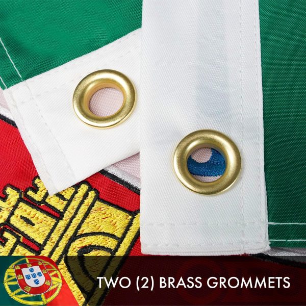 Portugal Portuguese Flag 3x5 Ft 3-Pack Double-sided Embroidered Polyester By G128 - Image 3