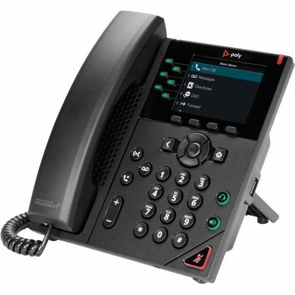 Poly VVX 350 IP Phone - Corded - Corded - Desktop, Wall Mountable - Black - Image 3