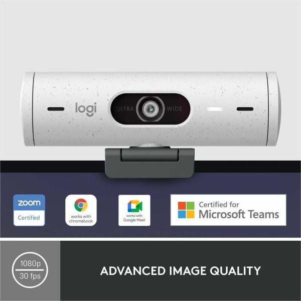 Logitech Brio 500 Full HD webcam, auto framing, noise-reducing mics, privacy shutter, streaming & video calling, Off-white - Image 2