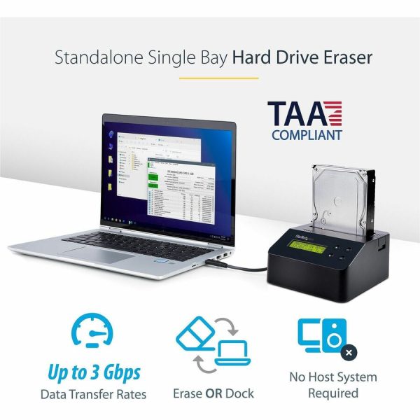 StarTech.com Single Bay SSD/HDD Hard Drive Eraser, 2.5"/3.5" , Standalone Wiper, Disk Sanitizer, Hardware Wiper Erasing Tool, NIST/DoD/TAA - Image 2