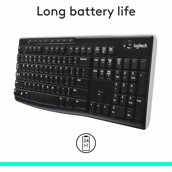 Logitech K270 Wireless Keyboard for Windows, 2.4 GHz Wireless, Full-Size, Number Pad, Black - Image 3