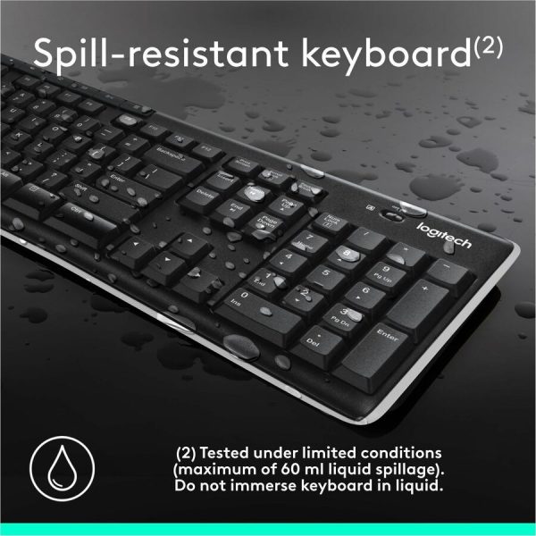 Logitech K270 Wireless Keyboard for Windows, 2.4 GHz Wireless, Full-Size, Number Pad, Black - Image 6