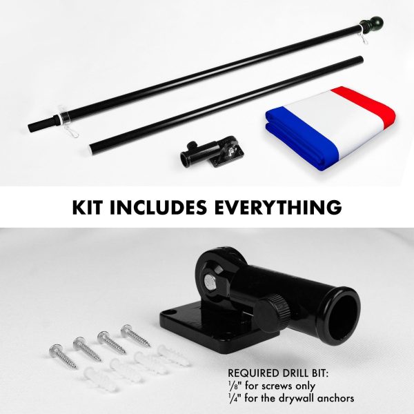 G128 Combo Pack: 6 Feet Tangle Free Spinning Flagpole (Black) Netherlands Dutch Flag 3x5 ft Printed 150D Brass Grommets (Flag Included) Aluminum Flag Pole - Image 2