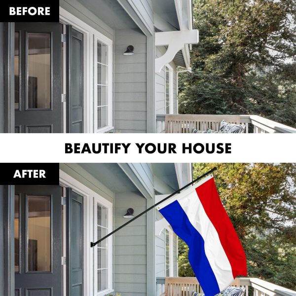 G128 Combo Pack: 6 Feet Tangle Free Spinning Flagpole (Black) Netherlands Dutch Flag 3x5 ft Printed 150D Brass Grommets (Flag Included) Aluminum Flag Pole - Image 3