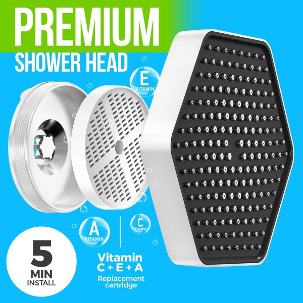 Luxury Filtered Shower Head   High Pressure Rain Showerhead with Filter for Chlorine Rust Sediments   Water Filter Shower Head with Vitamin C E A   SPA Effect (Patent Pending) (White) - Image 2