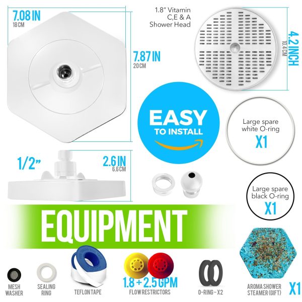 Luxury Filtered Shower Head   High Pressure Rain Showerhead with Filter for Chlorine Rust Sediments   Water Filter Shower Head with Vitamin C E A   SPA Effect (Patent Pending) (White) - Image 7