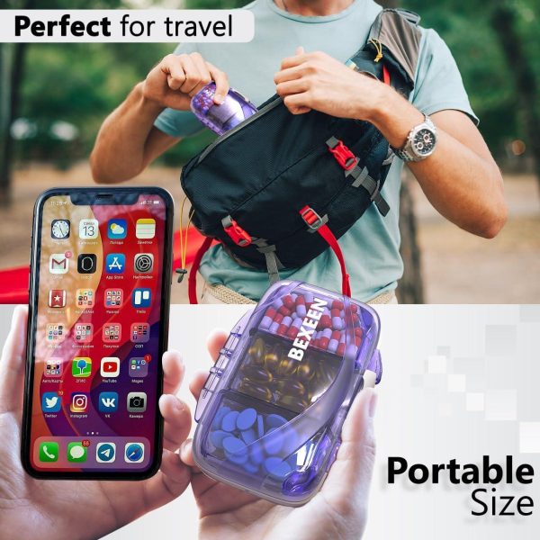 Travel Pill Organizer   Moisture Proof Pill Holder Daily Medicine Organizer Box Small Pill Case for Vitamin Supplement Pocket Pharmacy with Labels Pill Box for Purse Cute Pill Container 7 Compartments - Image 4